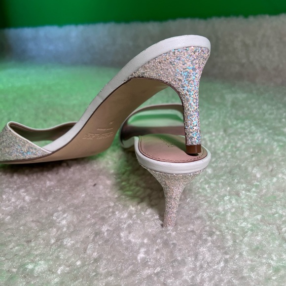 Rachel Zoe Square-Toe Holo-Glitter Strap Heel | White Size 9 - Picture 6 of 8